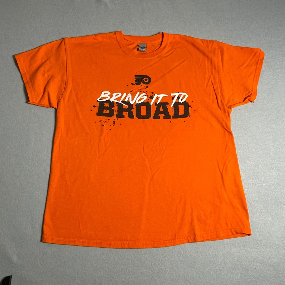 Philadelphia Flyers Bring It To Broad 2021-2022 Schedule T-Shirt Orange XL Mens‎